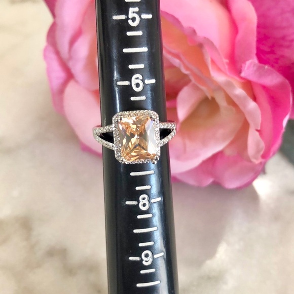 Princess Cut Peach Morganite Ring - Picture 6 of 9
